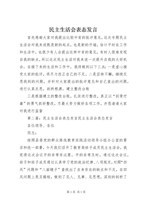 民主生活会表态发言.docx