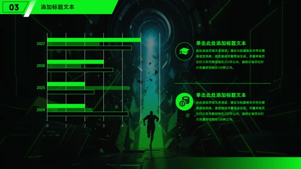 勇往直前，黑绿科技风工作总结报告通用PPT模板