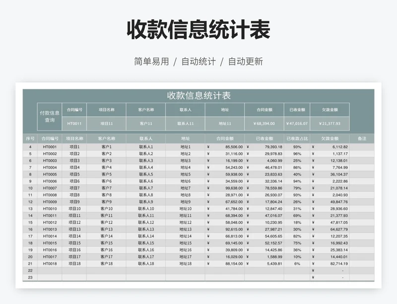 收款信息统计表
