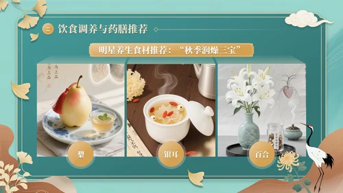 青色中国风秋季养生中医课堂PPT模板
