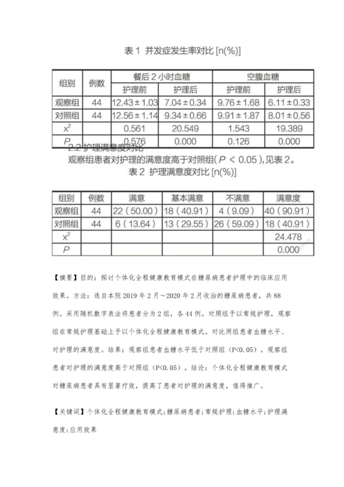 个体化全程健康教育模式在糖尿病患者护理中的应用效果分析.docx