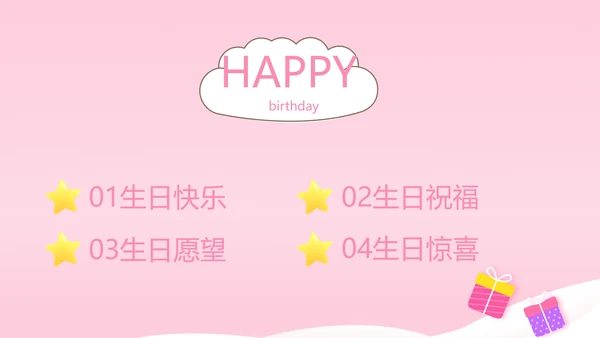 粉色宝宝一岁啦生日快乐纪念册相册PPT