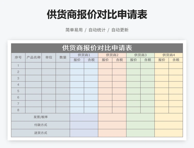 供货商报价对比申请表