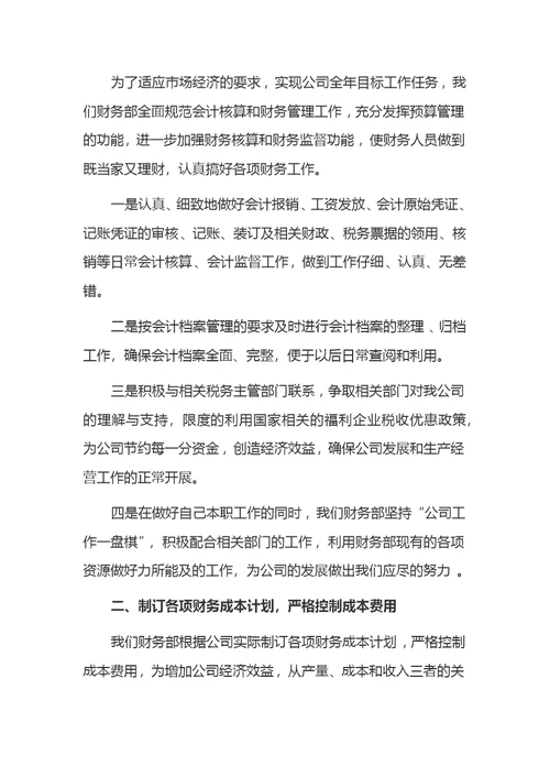 2019企业财务年终个人工作总结范文5篇