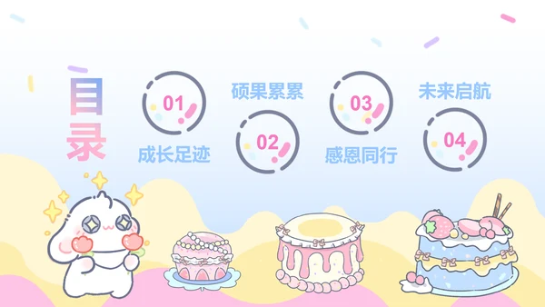 眠眠兔蓝色卡通风升学宴