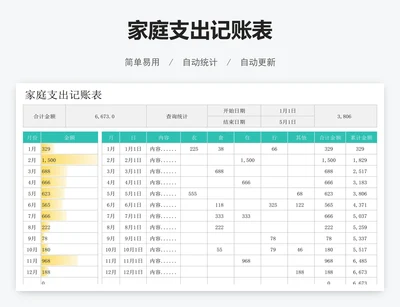 家庭支出记账表