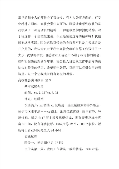 大学社会实习报告模板汇编七篇