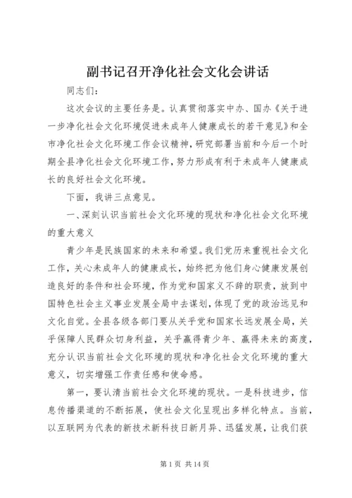 副书记召开净化社会文化会讲话.docx