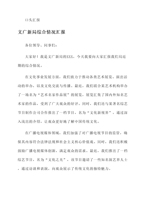 文广新局综合情况汇报