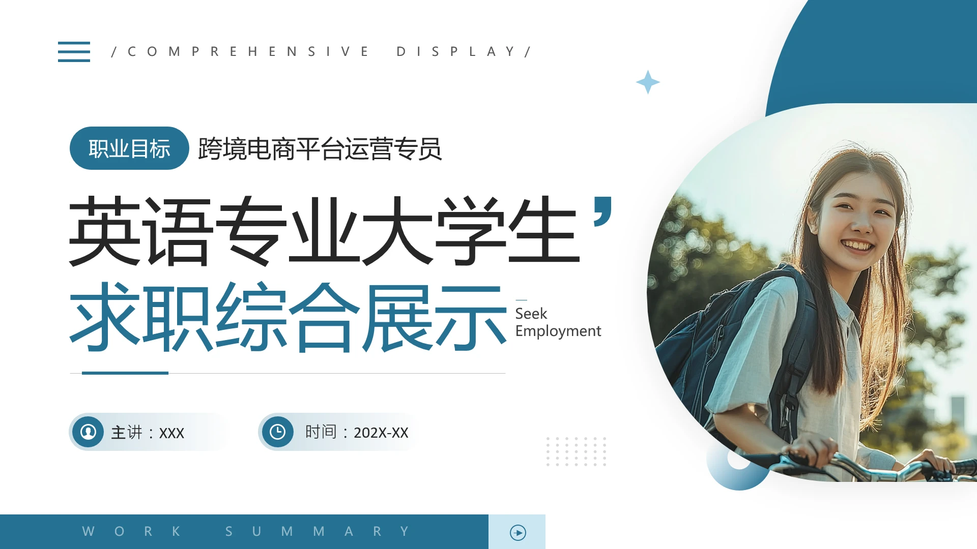 英语专业大学生求职综合能力展示职业生涯规划通用PPT