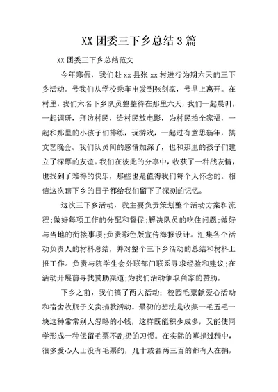 XX团委三下乡总结3篇