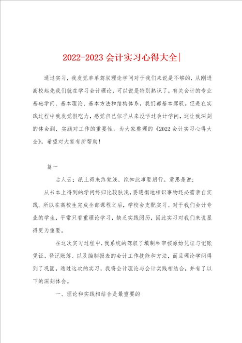 20222023会计实习心得大全