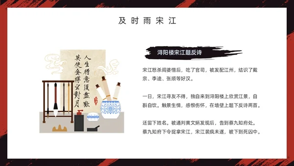 红色古风《水浒传》经典故事PPT模板四大名著