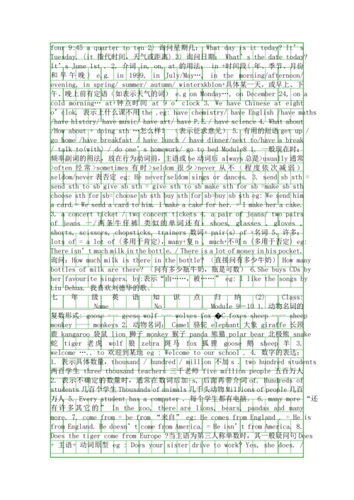 外研版七年级英语知识点归纳.docx