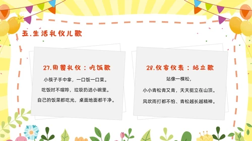 黄色幼儿园主题班会卡通创意礼仪教育儿童教育模板文明礼仪