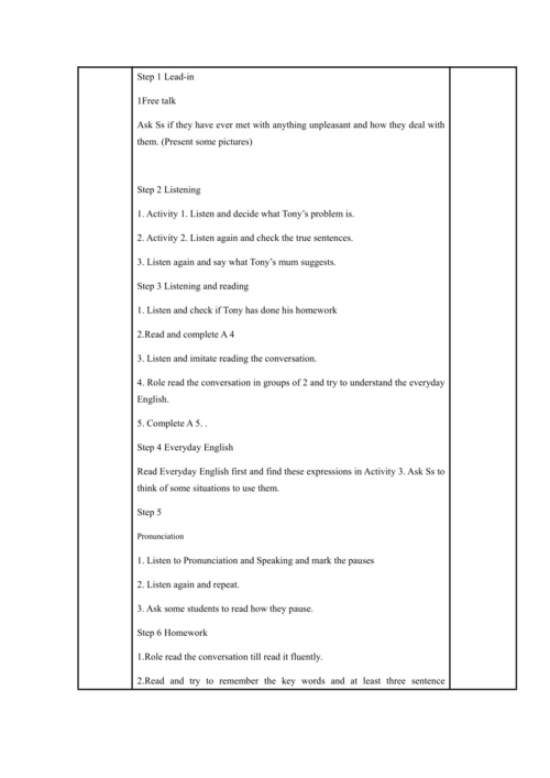 Module 6 Problems 模块表格式教案（5课时）