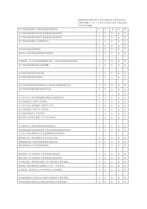 企业电子商务调查问卷