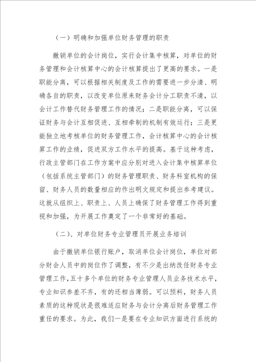 会计集中核算的探讨