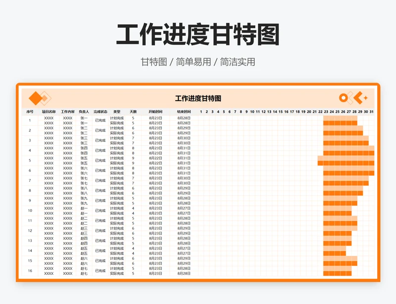 工作进度甘特图