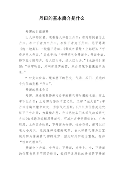 丹田的基本简介是什么.docx