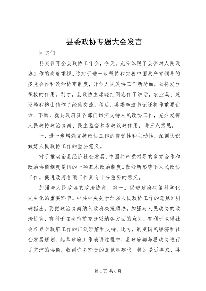 县委政协专题大会发言.docx