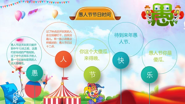 愚人节快乐小丑大作战通用PPT模板