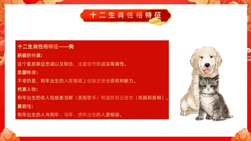红色古风十二生肖介绍PPT模板龙年新年