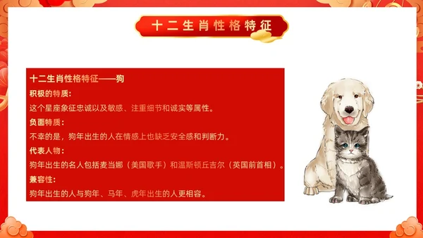 红色古风十二生肖介绍PPT模板龙年新年