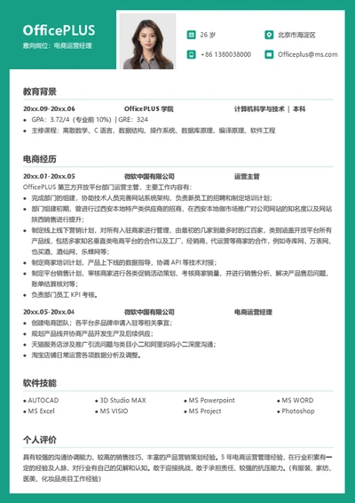 电商运营经理简历模板