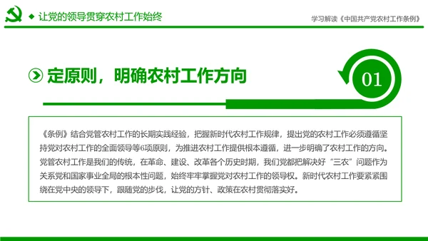 学习解读中国共产党农村工作条例PPT模板