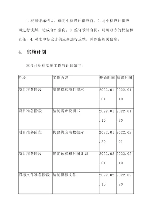 设计招标实施工作方案