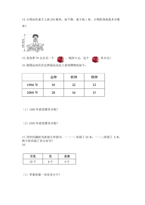 二年级上册数学应用题100道含答案（黄金题型）.docx