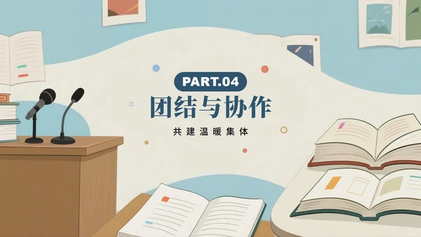 灰蓝色卡通插画风小学班长竞选班干部竞选PPT模板