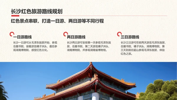 绿色复古风我的家乡湖南：红色旅游经典路线推荐PPT模板