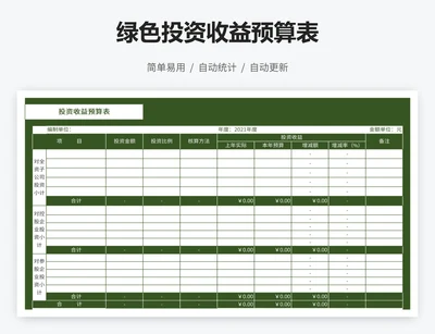 绿色投资收益预算表