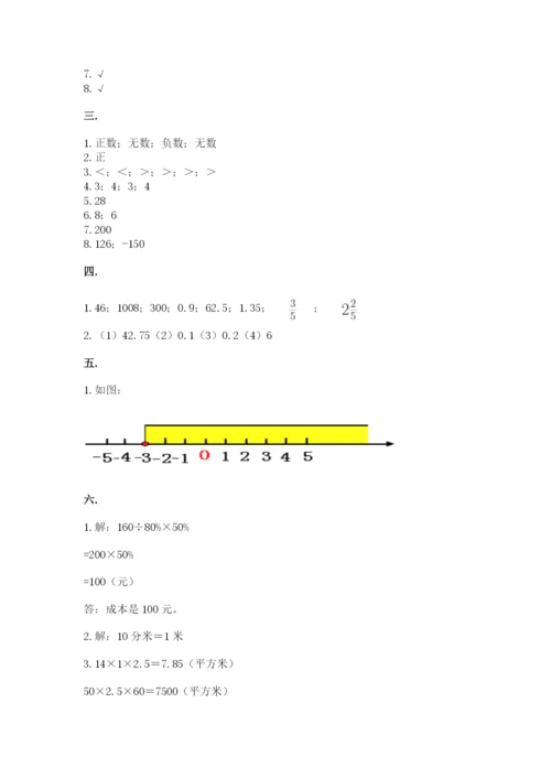 人教版六年级数学小升初试卷含答案【能力提升】.docx