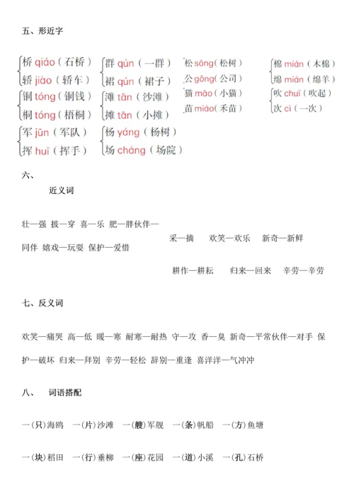2023年新部编二年级语文上册全册知识梳理分单元.docx
