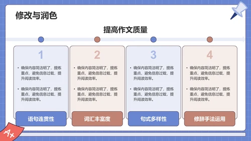 蓝色插画风高中英语作文结构与技巧指导PPT模板