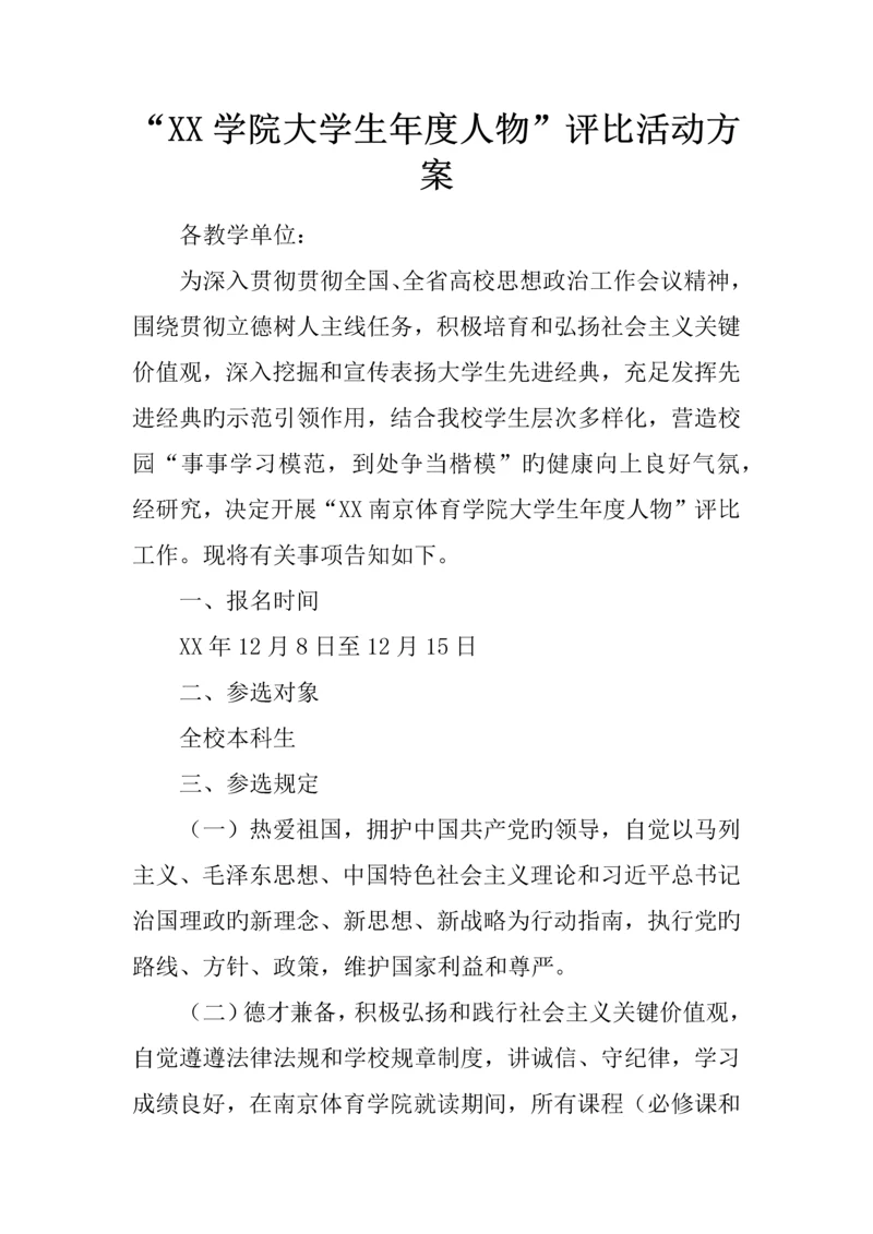 学院大学生年度人物评选活动方案.docx