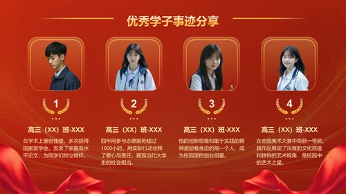 红色喜庆风毕业典礼主题PPT模板