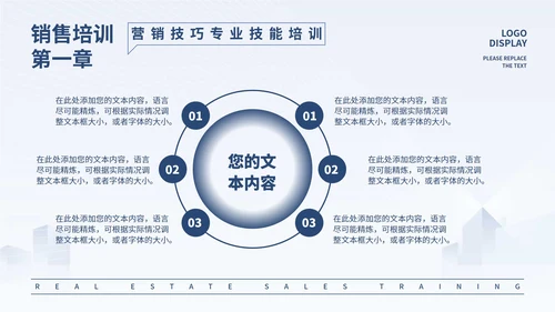 蓝色微立体房地产销售培训PPT模板