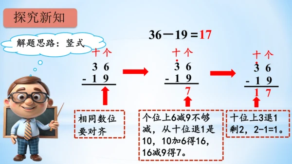 2.100以内的加法和减法（减法-退位减）课件（共21张PPT）-二年级上册数学人教版