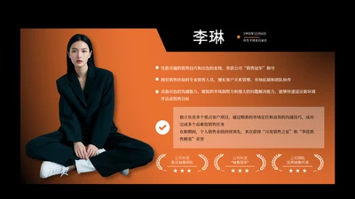 黑橙色商务风自我介绍人物介绍图文页