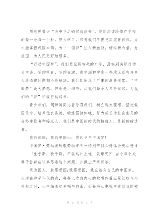 中国梦·劳动美致敬劳动者五一特别节目心得体会观后感5篇.docx