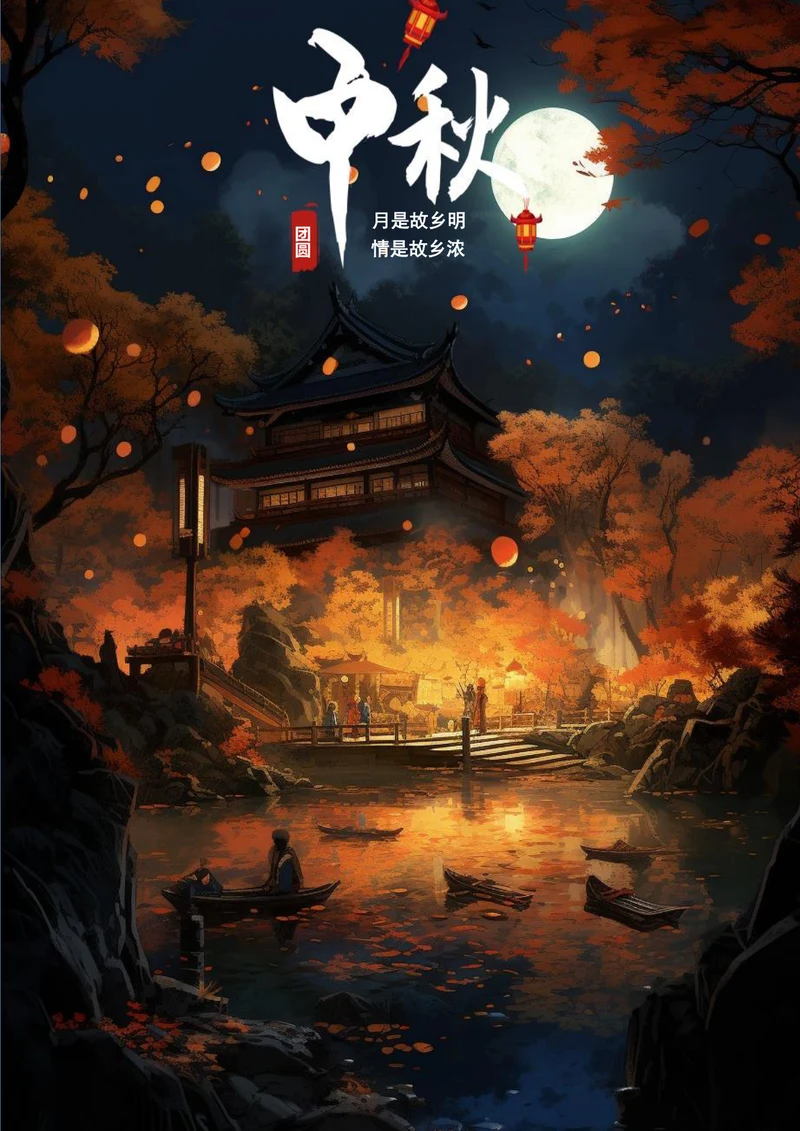 中秋团圆夜月圆中秋海报