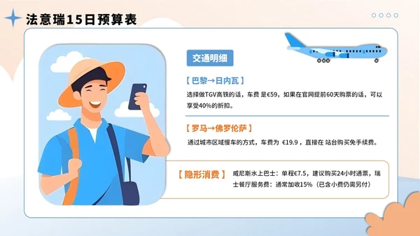 蓝黄色插画风8月暑假旅游全攻略PPT模板