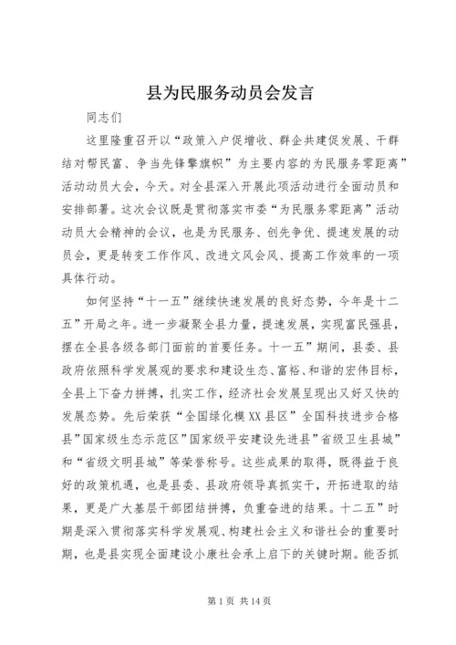 县为民服务动员会发言.docx