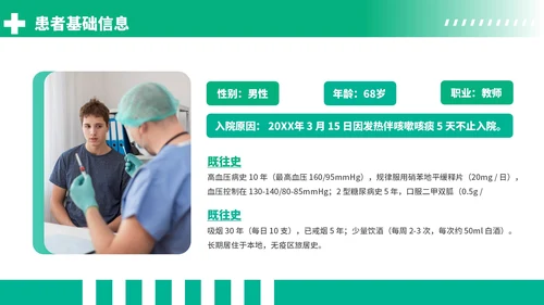 绿色商务风社区获得性肺炎病例分析PPT模板