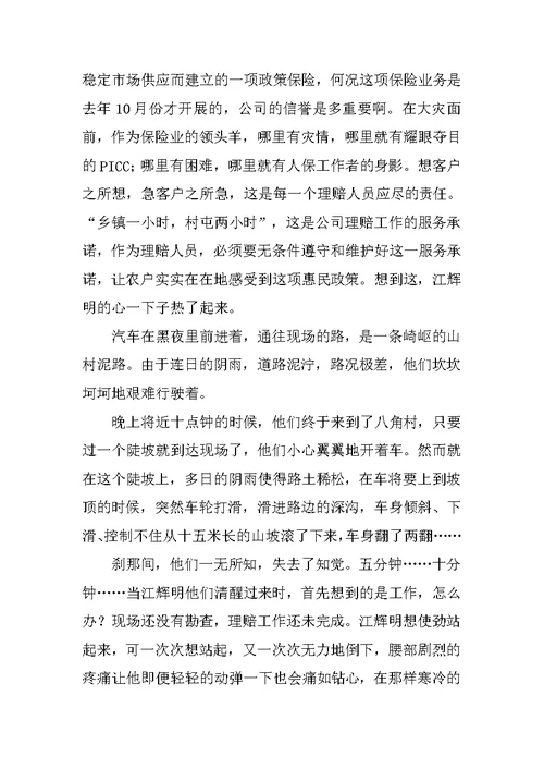 保险公司理赔定损员事迹材料