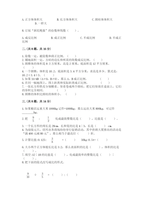 河南省平顶山市六年级下册数学期末考试试卷ab卷.docx